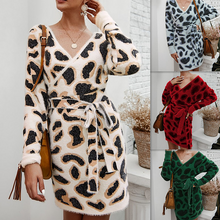 Load image into Gallery viewer, Long Dress Sleeves Leopard
