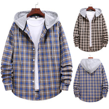 Charger l&#39;image dans la galerie, Men Plaid Hooded Shirt
