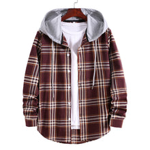 Charger l&#39;image dans la galerie, Men Plaid Hooded Shirt
