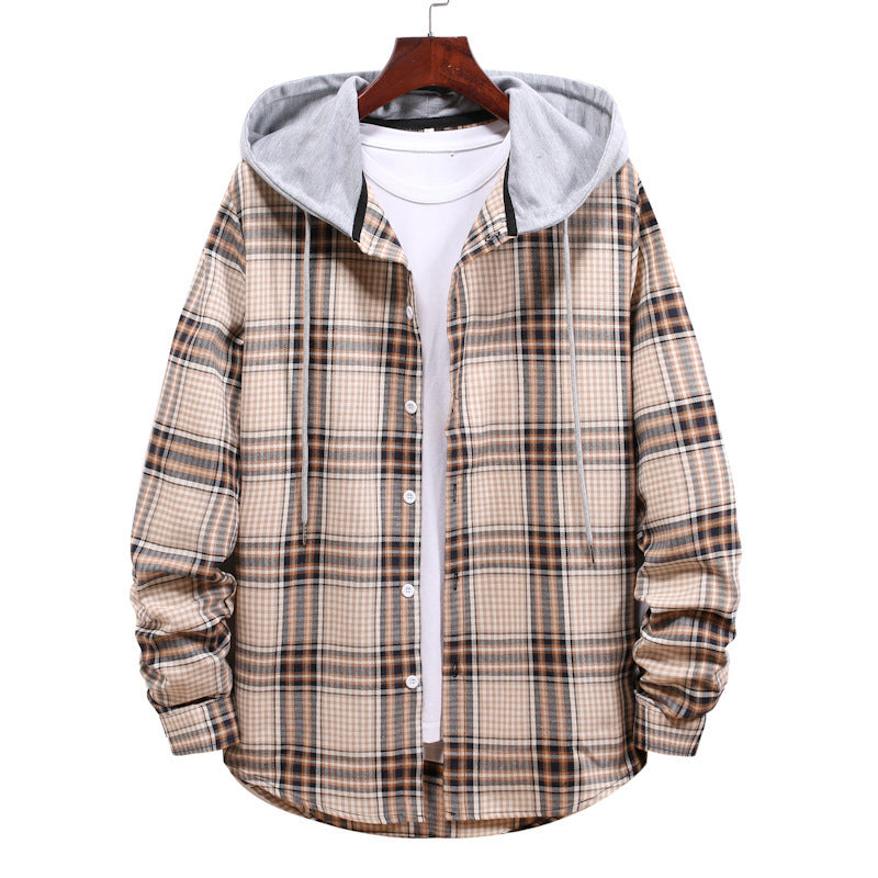 Men Plaid Hooded Shirt