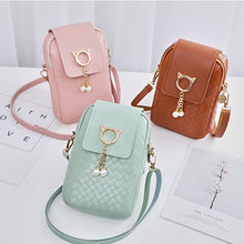 Load image into Gallery viewer, Mobile Phone Bags Women Woven Pearl Tassel Cover Type Crossbody Shoulder Bag
