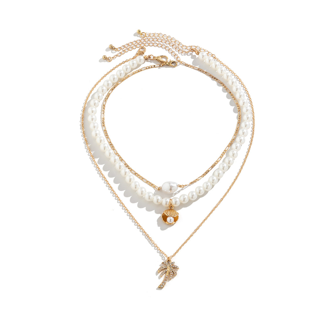 3-piece Set Of Starfish Shell Pearl Necklace