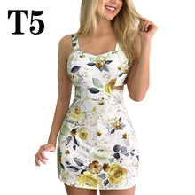 Charger l&#39;image dans la galerie, High Waist Women Dresses Spring And Summer Spaghetti Strap Large Flower Print Skirt
