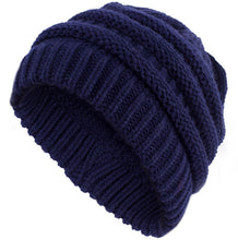 Load image into Gallery viewer, High Bun Ponytail Beanie Hat Chunky Soft Stretch Cable Knit Warm Fuzzy Lined Skull Beanie Acrylic Hats Men And Women
