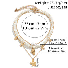 Charger l&#39;image dans la galerie, 3-piece Set Of Starfish Shell Pearl Necklace
