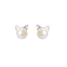 Load image into Gallery viewer, Sterling Pearl Sprouting Cat Earring
