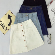 Load image into Gallery viewer, Front Button High Waist Denim Pencil Jean Skirt
