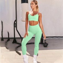 Load image into Gallery viewer, Crop Top Leggings Workout Suit
