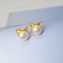 Load image into Gallery viewer, Sterling Pearl Sprouting Cat Earring
