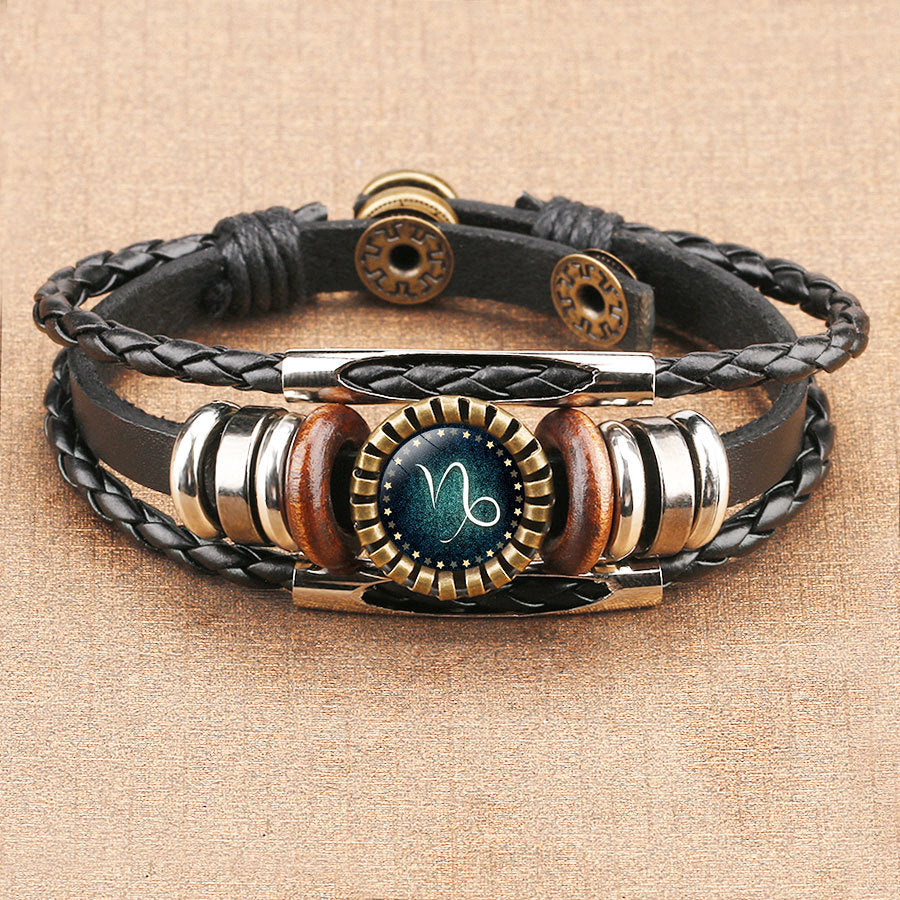 Fashion Zodiac Leather Bracelet