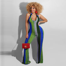 Load image into Gallery viewer, Sexy Striped Halter Jumpsuit With Horns
