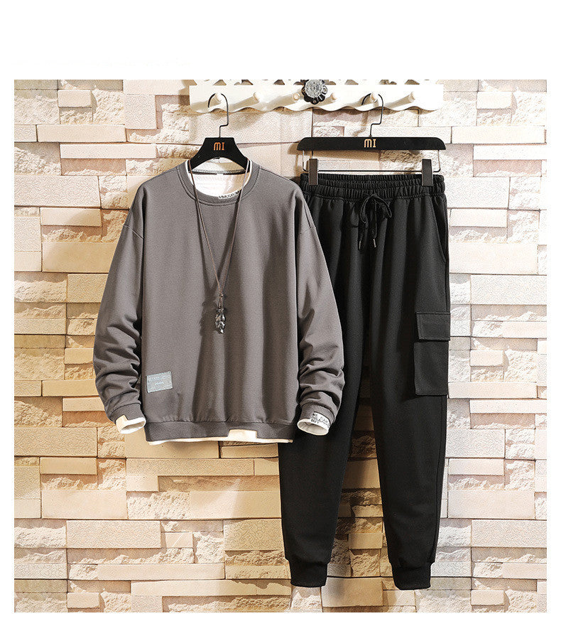 Men's Long Sleeve Sweatshirt Two Piece Set