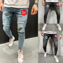 Load image into Gallery viewer, Ripped embroidered jeans
