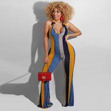 Load image into Gallery viewer, Sexy Striped Halter Jumpsuit With Horns
