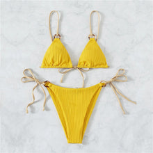 Load image into Gallery viewer, Plain Strap Triangle Thong Bikini Set
