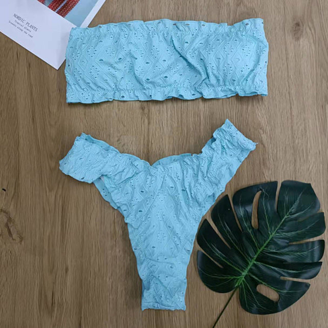 Sexy Ruffles Thong Bikini Set